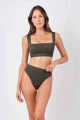 UNE PIECE-Classic Square Neck Bikini Bralette KHAKI TEXTURE