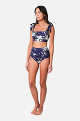 UNE PIECE-Classic Square Neck Bikini Bralette LONDON BOTANICAL NAVY
