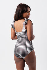 UNE PIECE-Classic Square Neck BLACK GINGHAM