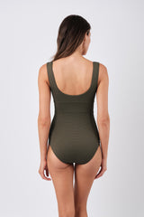 UNE PIECE-Classic Square Neck KHAKI TEXTURE