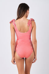UNE PIECE-Classic Square Neck RED GINGHAM