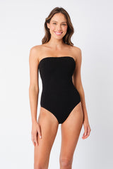 UNE PIECE-Crinkle Cut Strapless One Piece BLACK