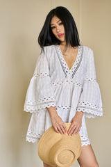 UNE PIECE-Embroidered Kaftan Dress WHITE