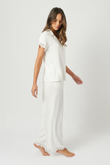 UNE PIECE-Lace Trim Modal Full Length Pyjama Set IVORY