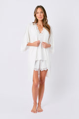 UNE PIECE-Lace Trim Modal Robe IVORY