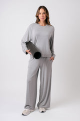UNE PIECE-Lounge Long Sleeve Crew Neck Top GREY MARLE
