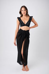 UNE PIECE-Never Say Never Bikini Bralette with Frill BLACK