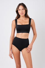 UNE PIECE-Never Say Never High-Waisted Bikini Bottom BLACK