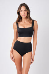 UNE PIECE-Never Say Never High-Waisted Bikini Bottom BLACK