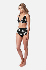 UNE PIECE-Never Say Never High-Waisted Bikini Bottom MAGNOLIA SILHOUETTE BLACK