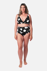 UNE PIECE-Never Say Never High-Waisted Bikini Bottom MAGNOLIA SILHOUETTE BLACK
