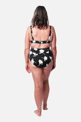 UNE PIECE-Never Say Never High-Waisted Bikini Bottom MAGNOLIA SILHOUETTE BLACK