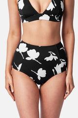 UNE PIECE-Never Say Never High-Waisted Bikini Bottom MAGNOLIA SILHOUETTE BLACK