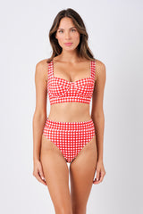 UNE PIECE-Original Bustier Balconette Bikini Bralette RED GINGHAM
