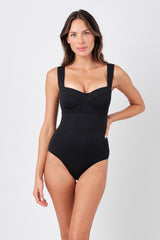 UNE PIECE-Original Bustier Balconette One Piece BLACK TEXTURE