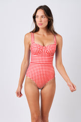 UNE PIECE-Original Bustier Balconette One Piece RED GINGHAM