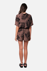 UNE PIECE-Palazzo Shorts PALM SILHOUETTE CHOCOLATE