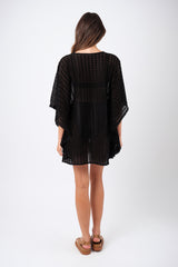 UNE PIECE-Scalloped Lace Kaftan BLACK