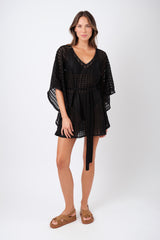 UNE PIECE-Scalloped Lace Kaftan BLACK