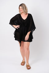 UNE PIECE-Scalloped Lace Kaftan BLACK