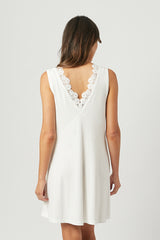 UNE PIECE US-(Bundle) Lace Trim V-Neck Nightie + Modal Robe IVORY