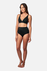 UNE PIECE-Scalloped Never Say Never Bikini Bralette BLACK