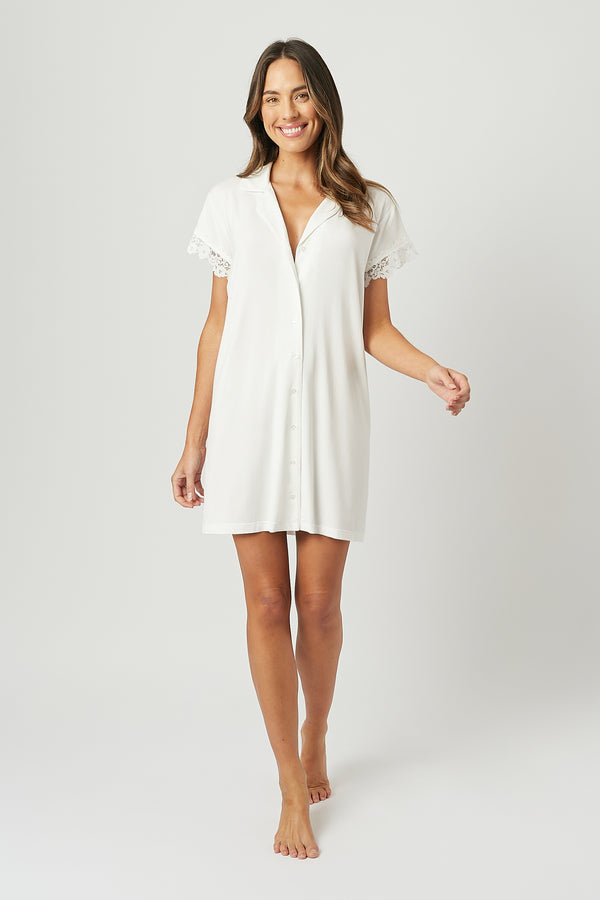 Lace Trim Sleep Shirt Nightie IVORY