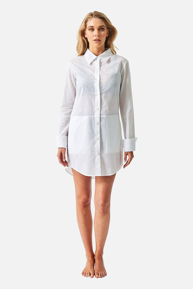 UNE PIECE-Beach Shirt Dress WHITE