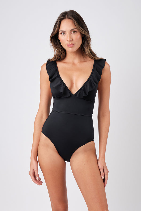 UNE PIECE-Classic One Piece with Frill BLACK