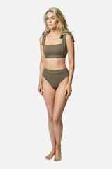 UNE PIECE-Classic Square Neck Bikini Bralette KHAKI TEXTURE