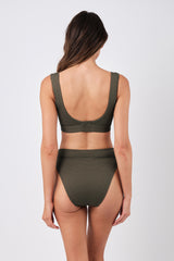 UNE PIECE-Classic Square Neck Bikini Bralette KHAKI TEXTURE