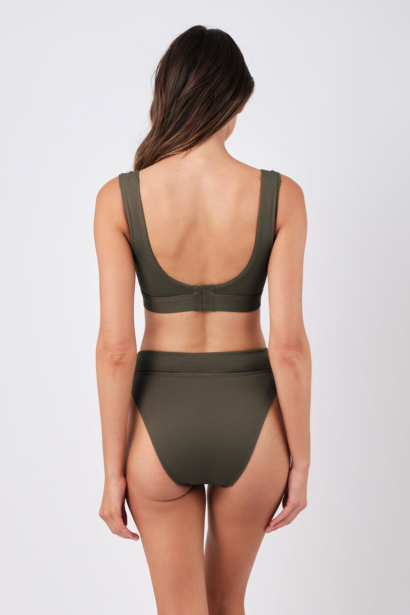 UNE PIECE-Classic Square Neck Bikini Bralette KHAKI TEXTURE