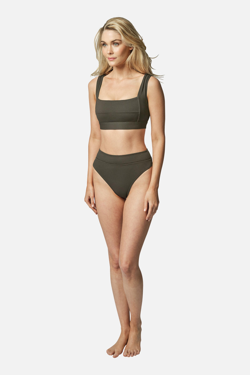 UNE PIECE-Classic Square Neck Bikini Bralette KHAKI TEXTURE