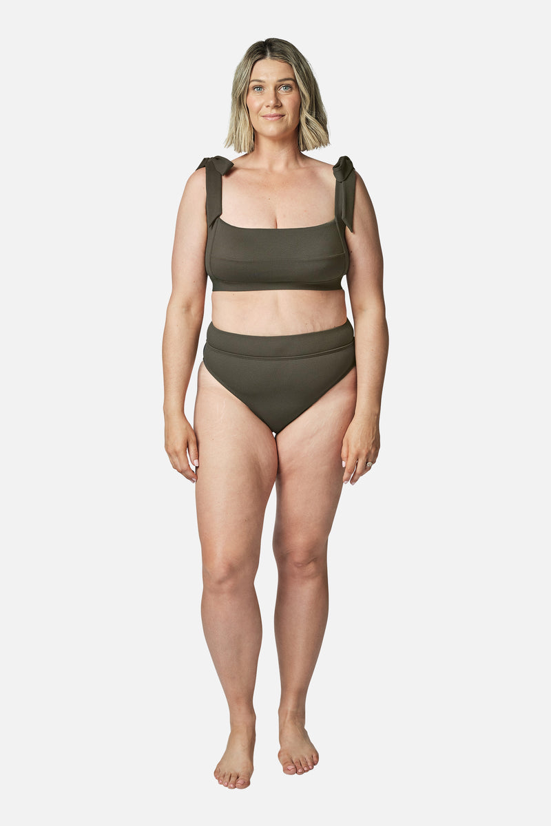 UNE PIECE-Classic Square Neck Bikini Bralette KHAKI TEXTURE