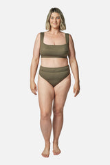 UNE PIECE-Classic Square Neck Bikini Bralette KHAKI TEXTURE