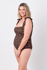 UNE PIECE-Classic Square Neck CHOCOLATE POLKA TEXTURE