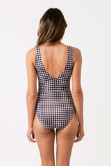 UNE PIECE-Classic V-Neck One Piece BLACK GINGHAM