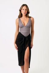 UNE PIECE-Classic V-Neck One Piece BLACK GINGHAM