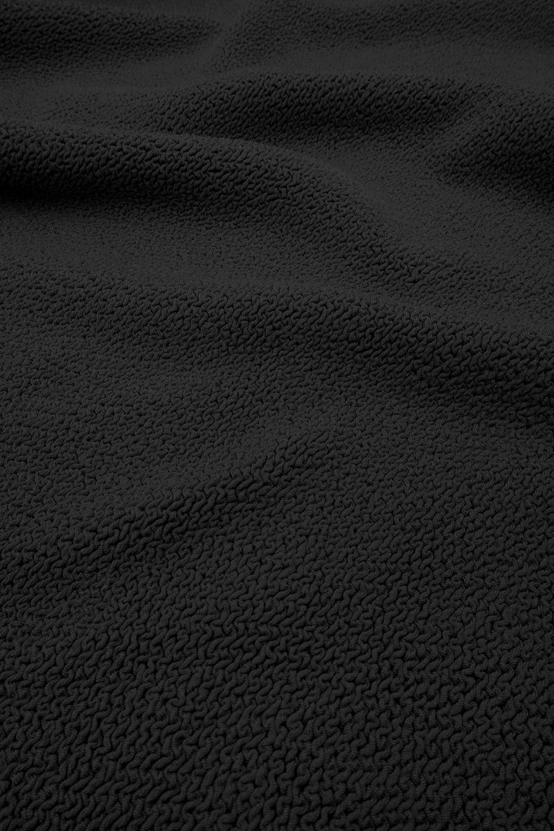 UNE PIECE-Crinkle Cut Longline String Bikini Bottom BLACK