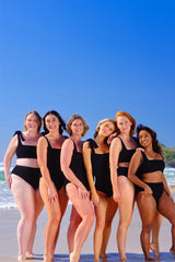 UNE PIECE-Crinkle Cut Square Neck One Piece BLACK