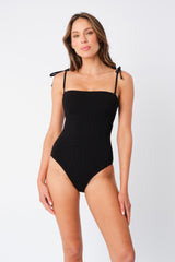 UNE PIECE-Crinkle Cut Strapless One Piece BLACK