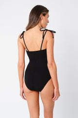 UNE PIECE-Crinkle Cut Strapless One Piece BLACK