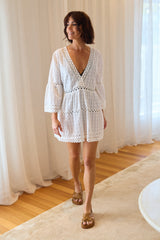 UNE PIECE-Embroidered Kaftan Dress WHITE