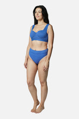 UNE PIECE-High-Cut High-Waisted Bikini Bottom SKY BLUE TEXTURE