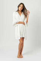 UNE PIECE-Lace Trim Modal Robe IVORY