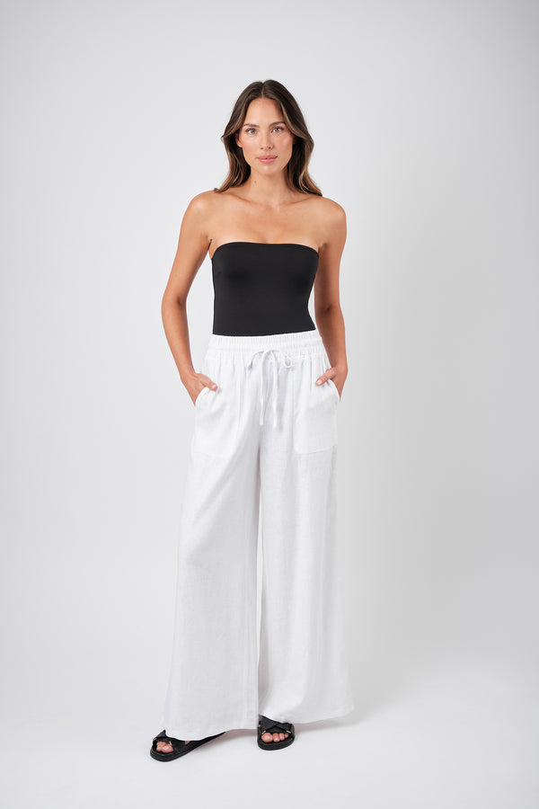 UNE PIECE-Linen Palazzo Pants WHITE