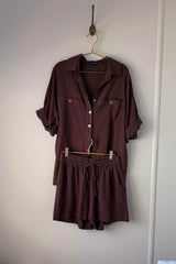 UNE PIECE-Linen Shorts CHOCOLATE