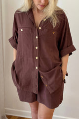 UNE PIECE-Linen Shorts CHOCOLATE