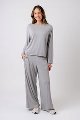 UNE PIECE-Lounge Long Sleeve Crew Neck Top GREY MARLE