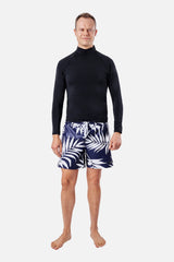 UNE PIECE-Mens Swim Shorts PALM SILHOUETTE NAVY